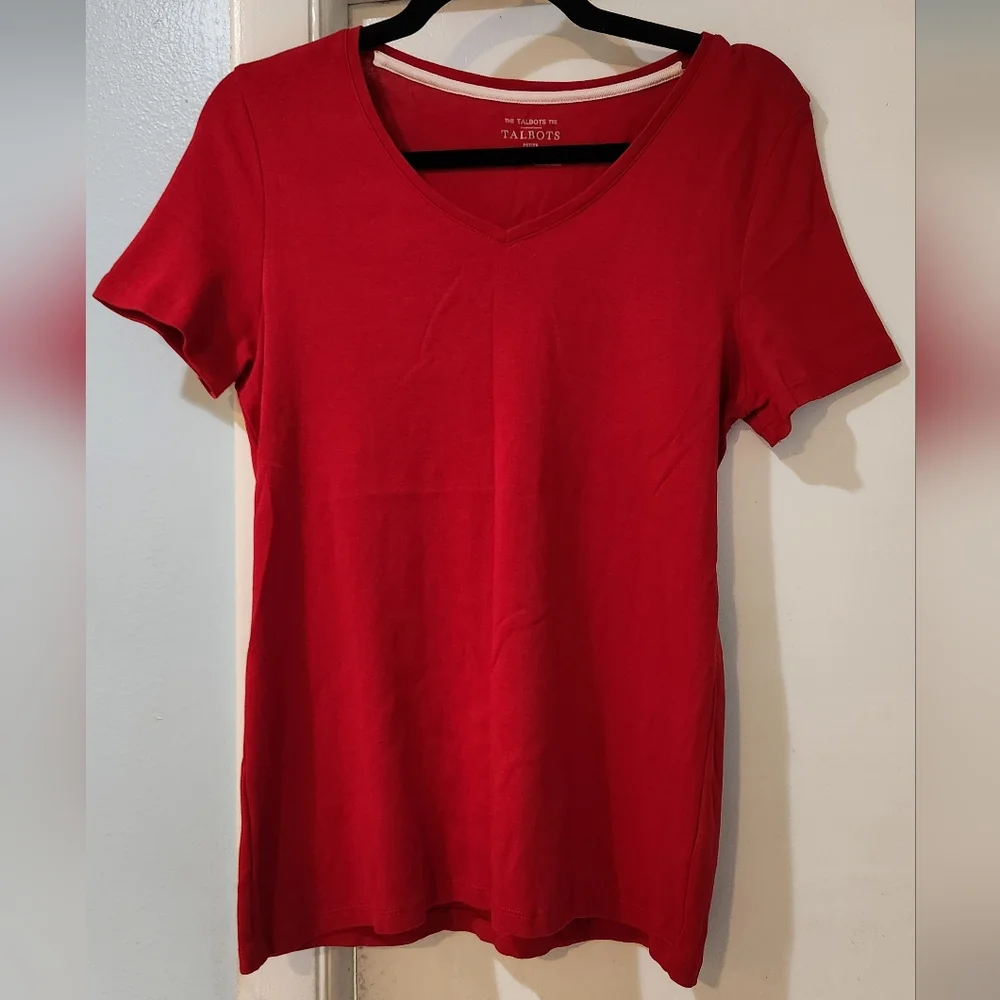 Women's Talbots Red Tee, Size L/P - Picture 1 of 8